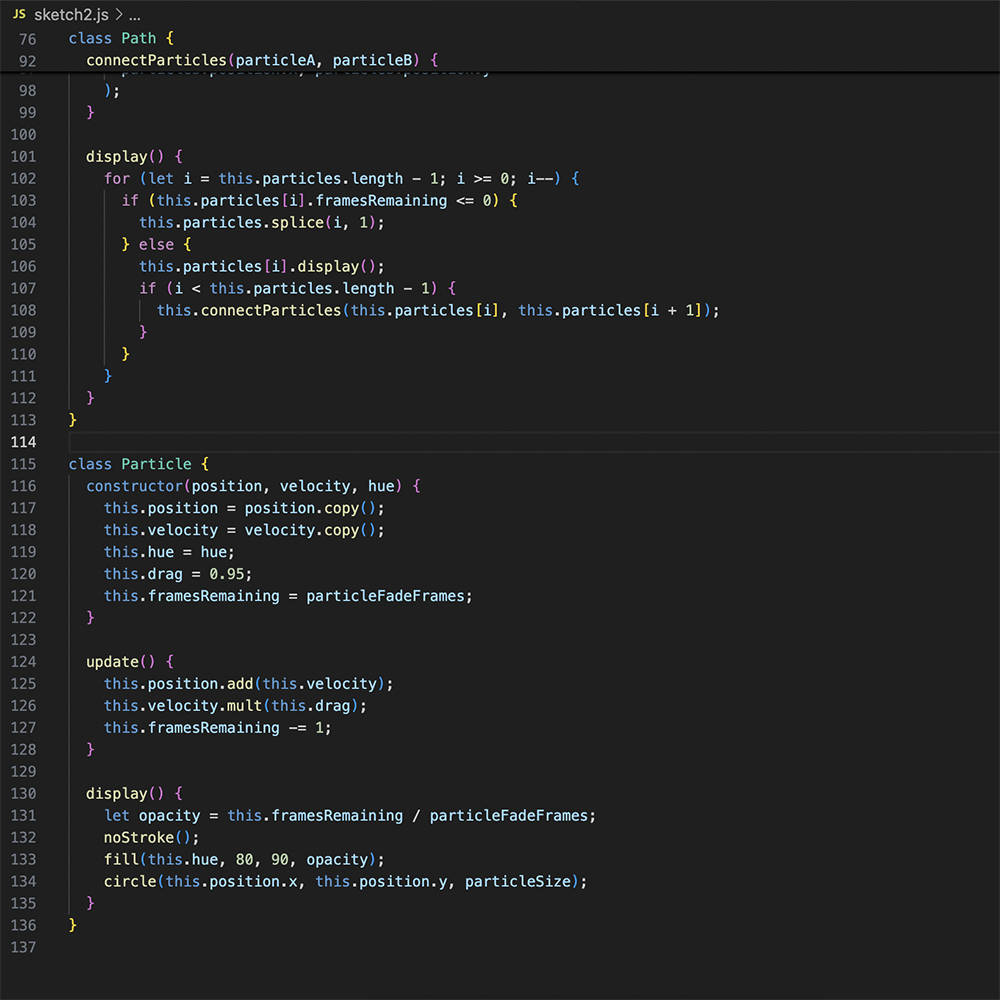The code of visual effect that interacts with Makey Makey #6