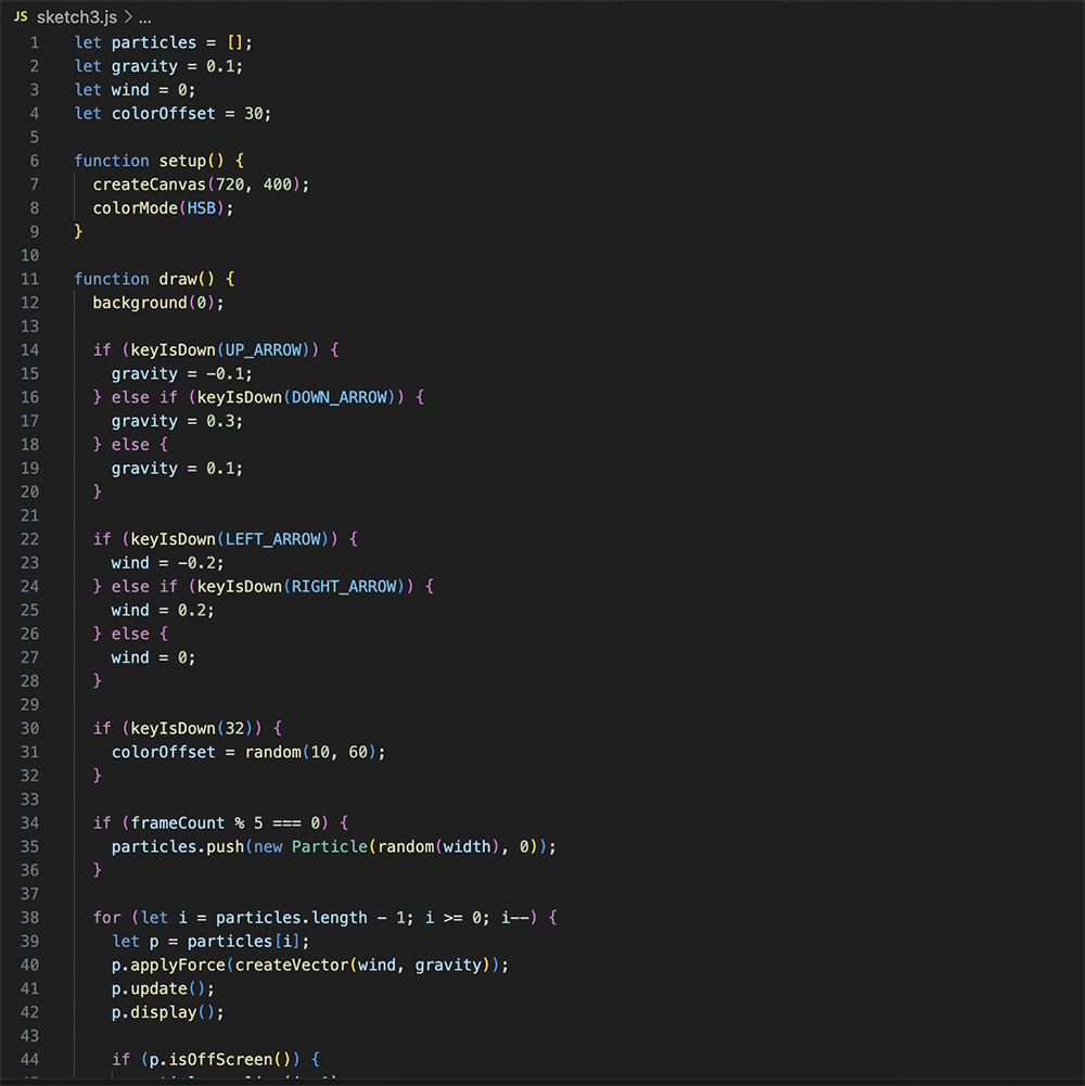 The code of visual effect that interacts with Makey Makey #7
