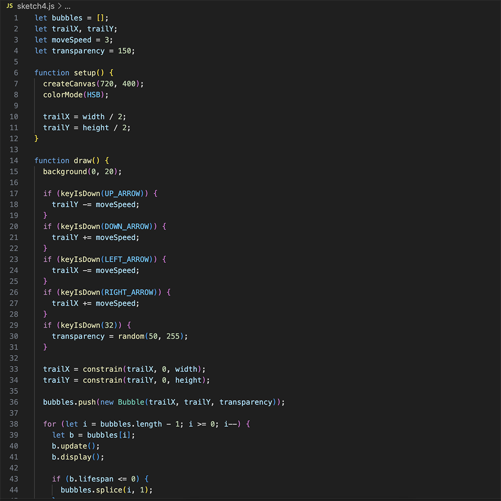 The code of visual effect that interacts with Makey Makey #9