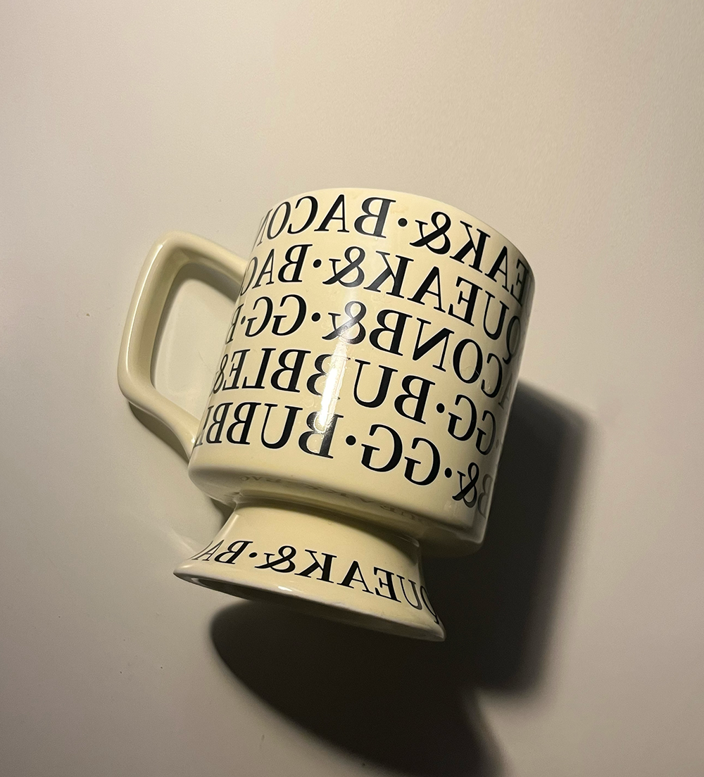 The left side of the cup showing some details