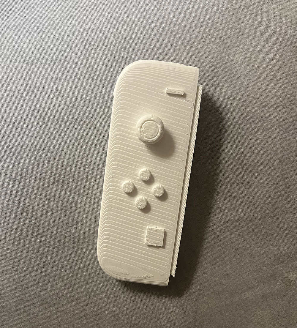 I made the model of JoyCon using Cinema 4D and exported the model into stl file, this can allow me to drag it in to Ultimate Cura and link the file with the 3D printer and make the model.