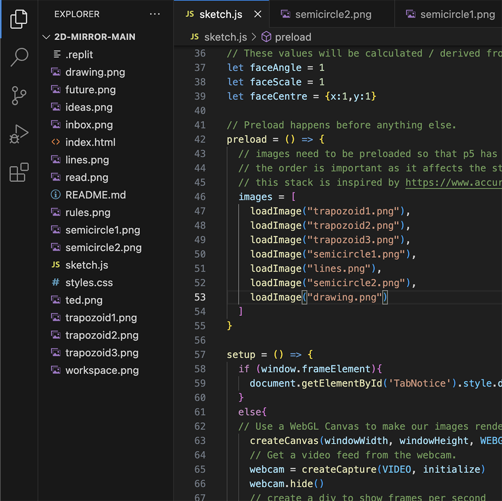 Putting the png files into VS Code