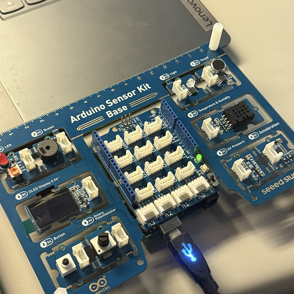 A close up view of how Arduino Sensor look like, the green light meant that it is connected to our laptop successfully.